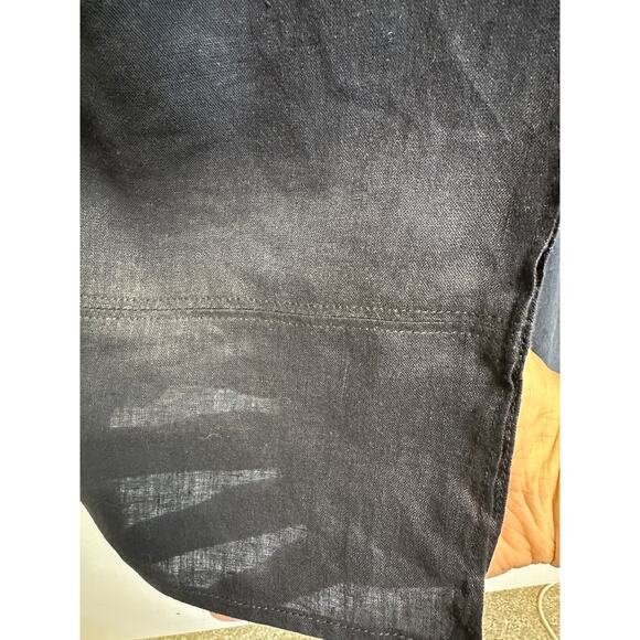 Reiss Navy Linen Tie Front Midi Dress Size 2 Adjustable Straps V-Neck Slit Hem - Picture 9 of 14